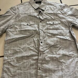 Alfani Gray Casual Button Down Shirt Lightweight Cotton